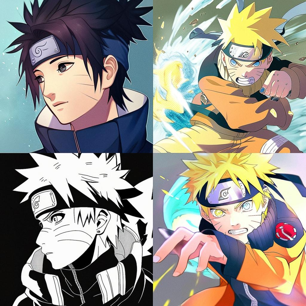 Naruto style, Midjourney Niji 4, render 1 of 4