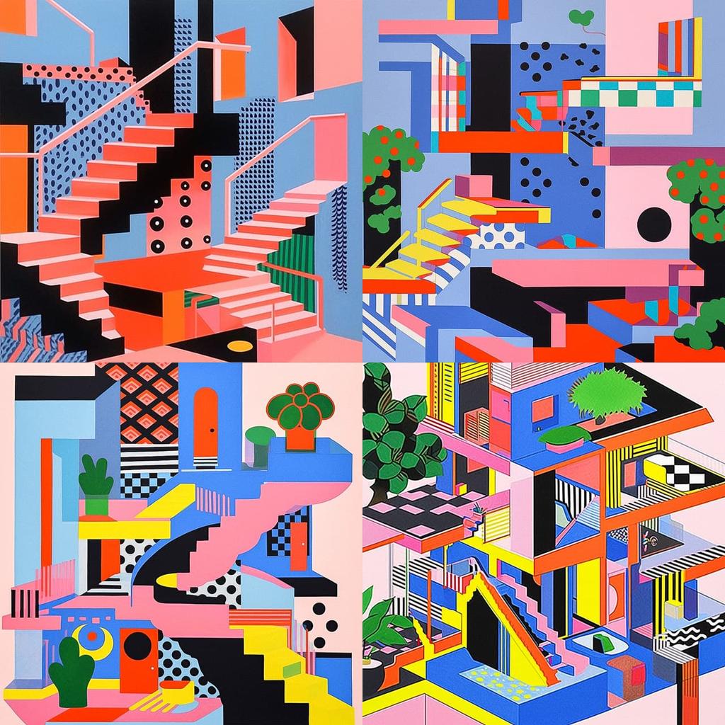 Nathalie Du Pasquier style, Midjourney Niji 5, render 1 of 4