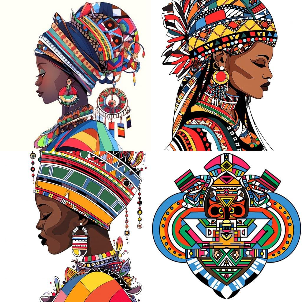 Ndebele art style, Midjourney Niji 5, render 1 of 4