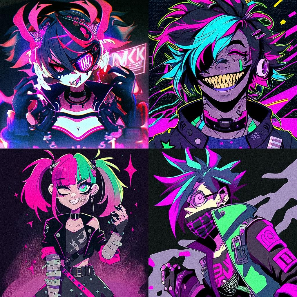 Necropunk style, Midjourney Niji 4, render 1 of 4