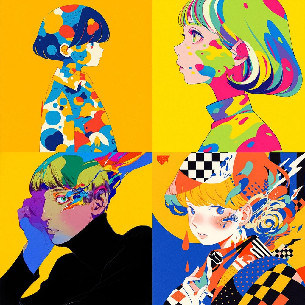 Neil Harbisson style, Midjourney Niji 6, render 1 of 4