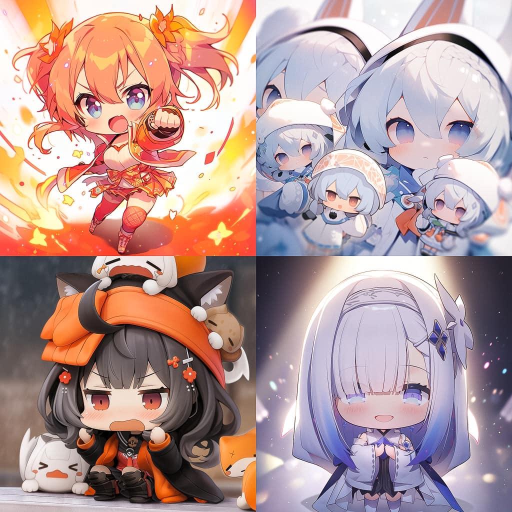 Nendoroid style, Midjourney Niji 5, render 1 of 4