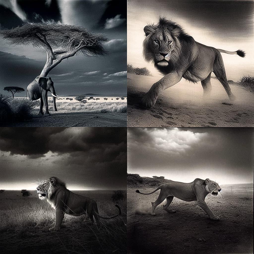 Nick Brandt style, Midjourney Niji 5, render 1 of 4