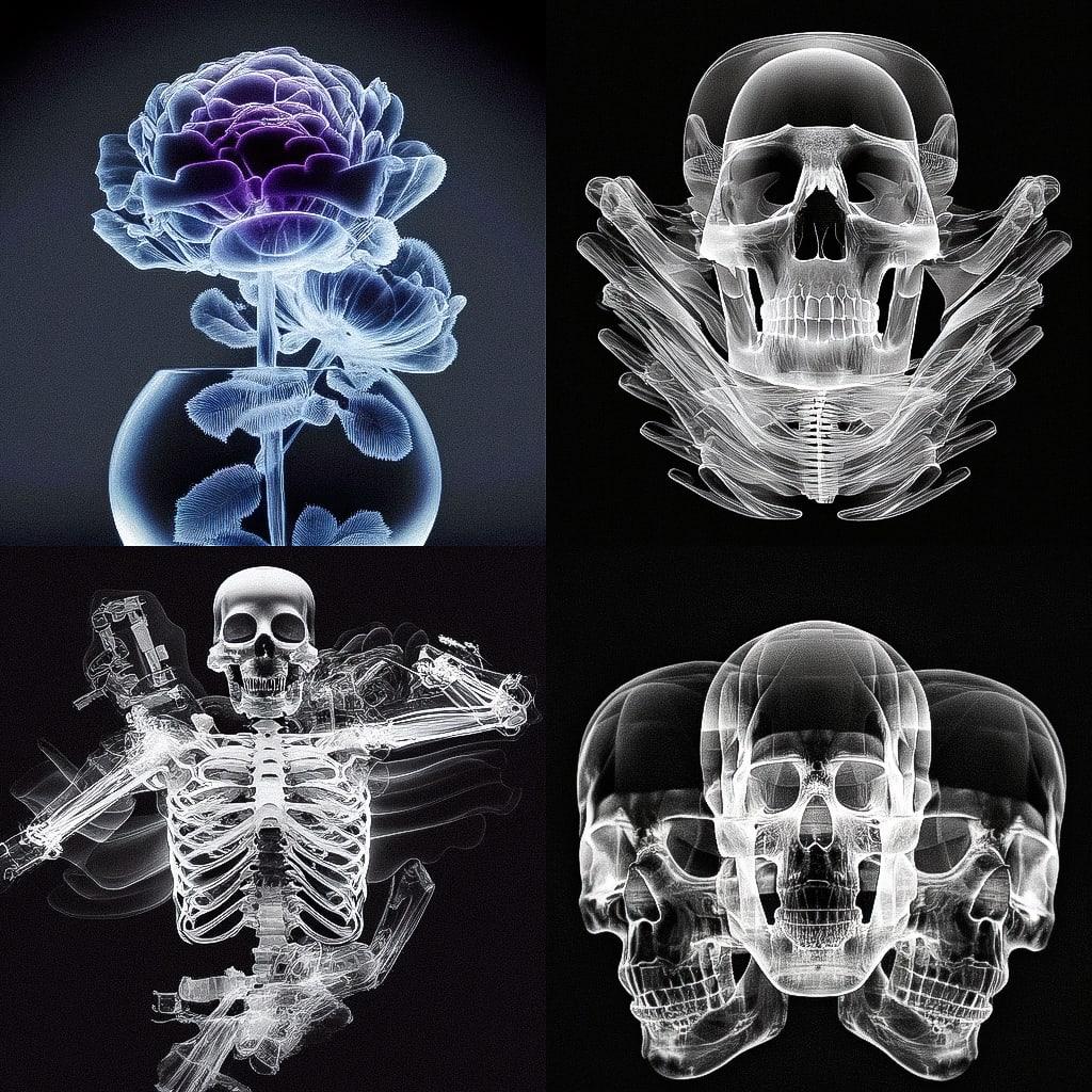 Nick Veasey style, Midjourney Niji 4, render 1 of 4