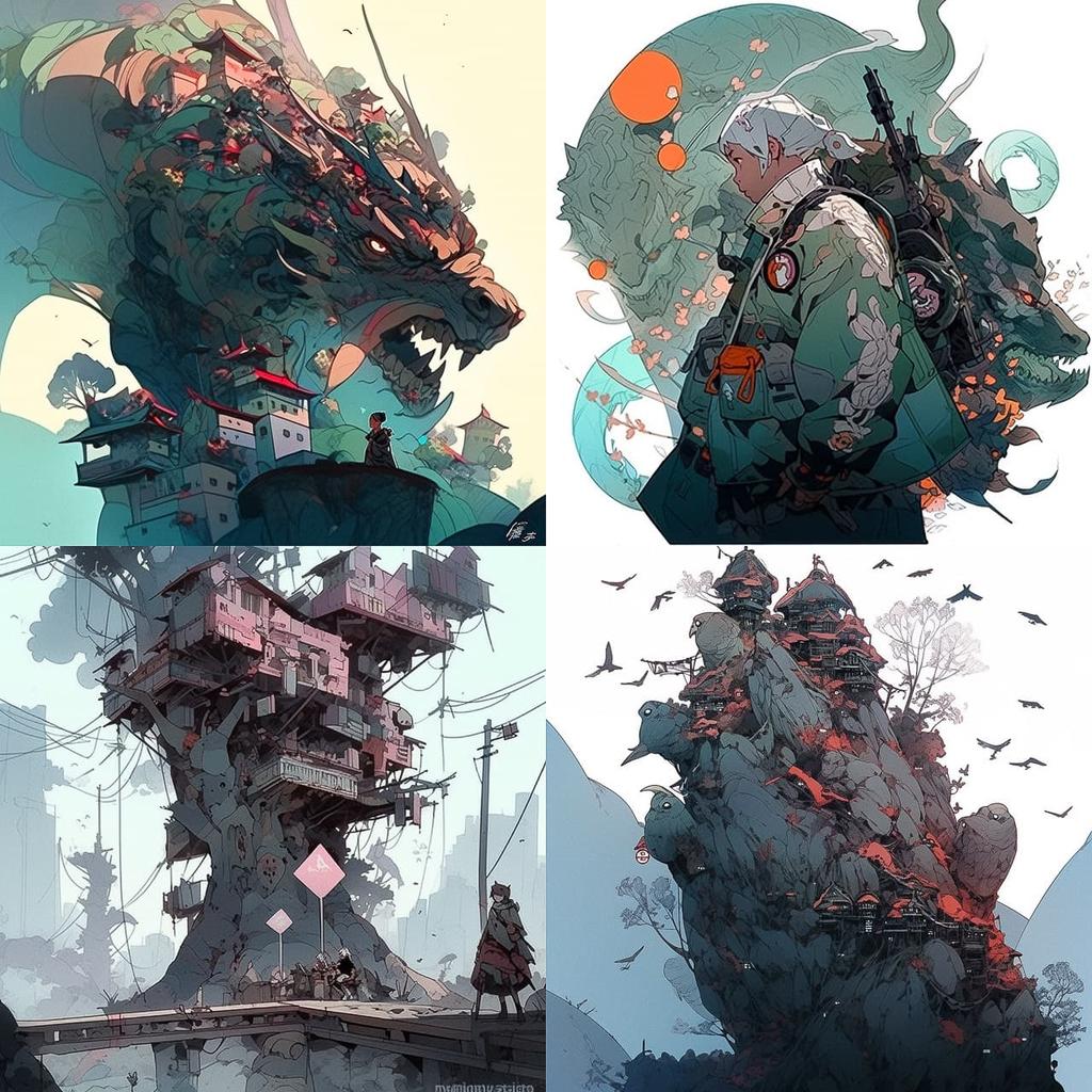 Nicolas Delort style, Midjourney Niji 5, render 1 of 4