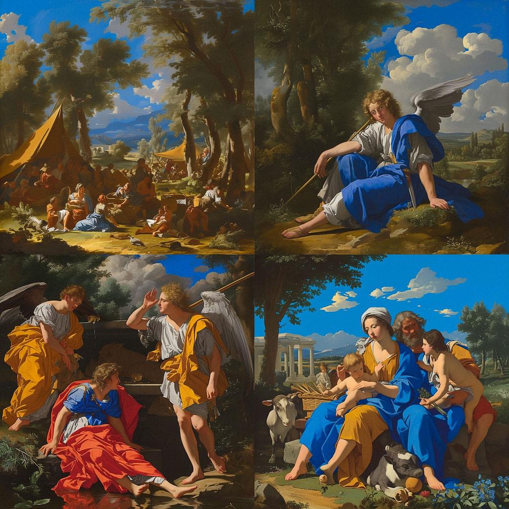 Nicolas Poussin style, Midjourney Niji 6, render 1 of 4