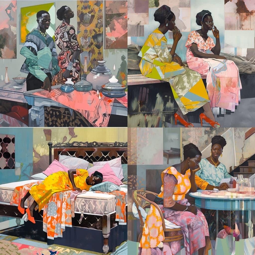 Njideka Akunyili Crosby style, Midjourney Niji 5, render 1 of 4