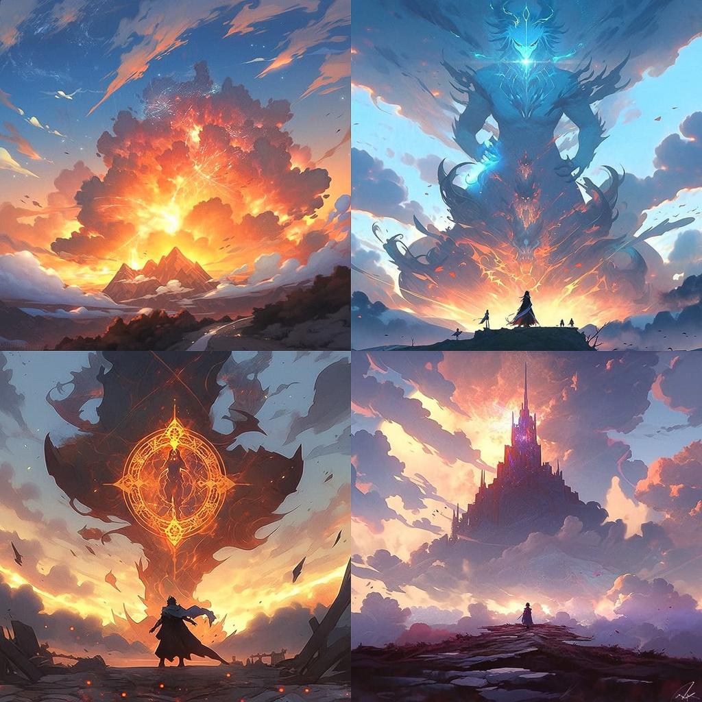 Noah Bradley style, Midjourney Niji 5, render 1 of 4