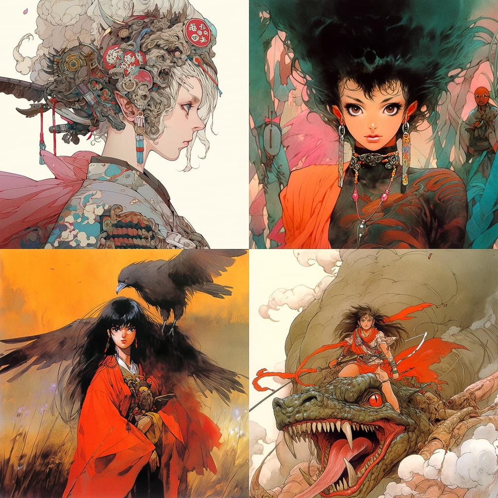 Noriyoshi Ohrai style, Midjourney Niji 5, render 1 of 4