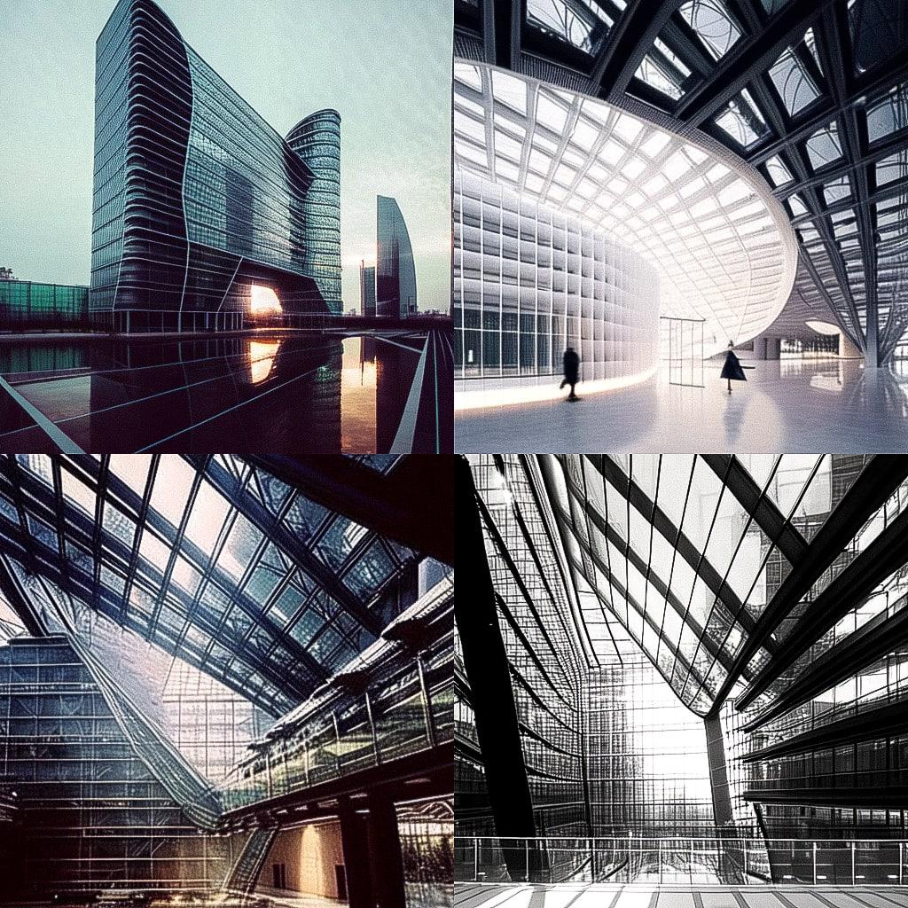 Norman Foster style, Midjourney Niji 4, render 1 of 4