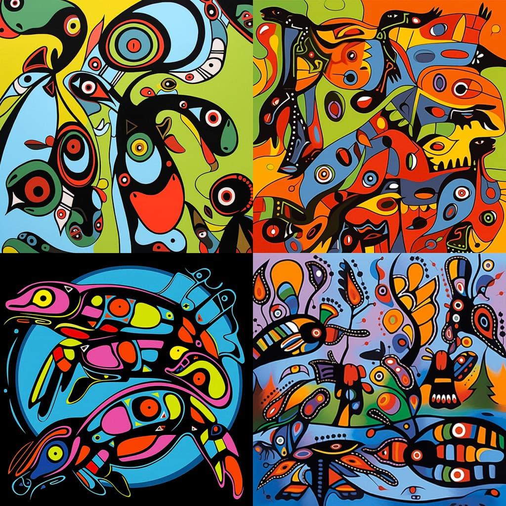 Norval Morrisseau style, Midjourney Niji 5, render 1 of 4
