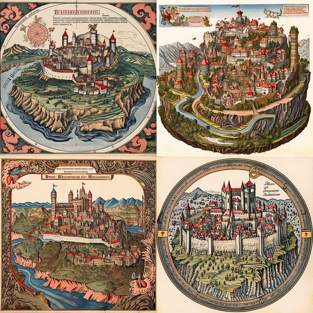Nuremberg Chronicle style, Midjourney Niji 5, render 1 of 4