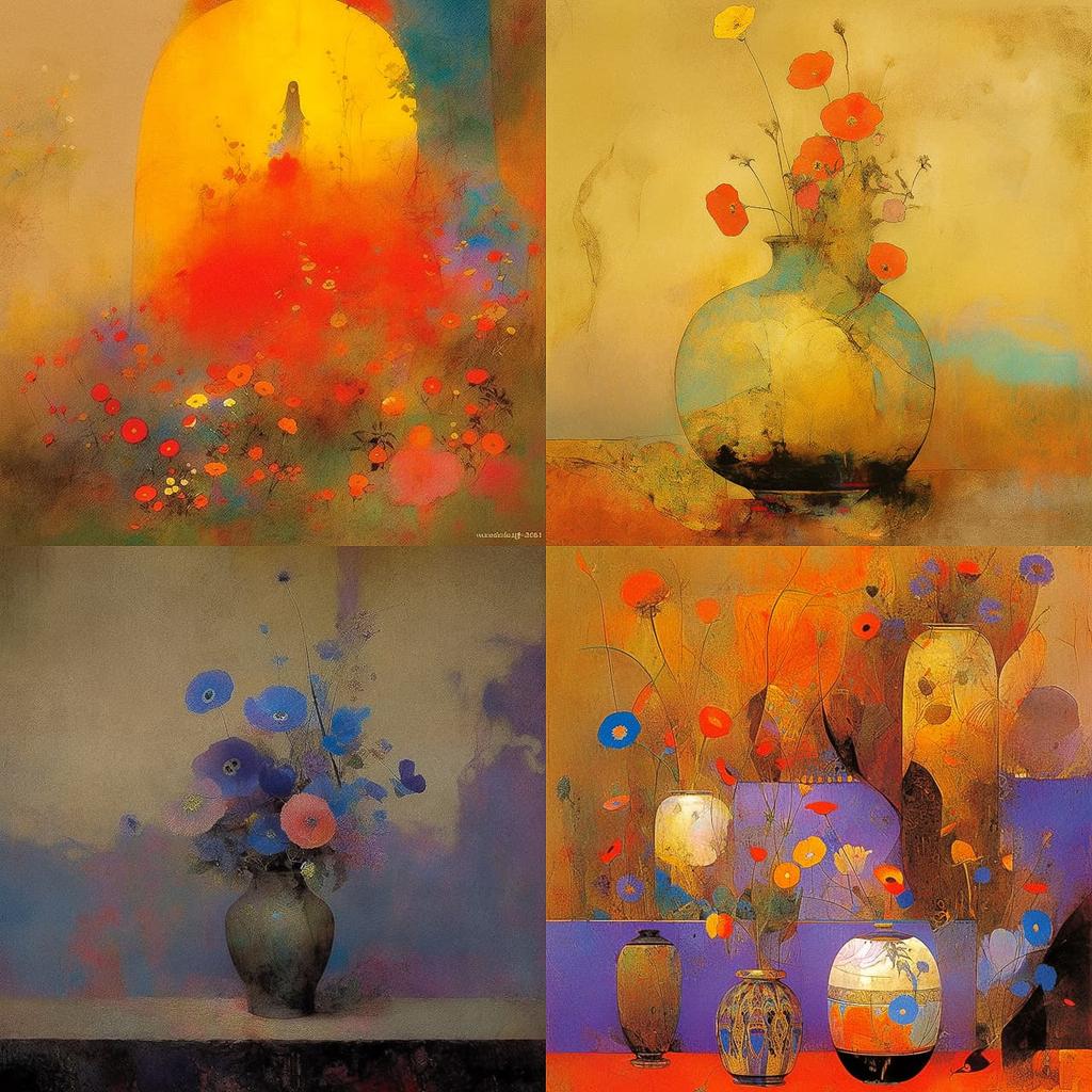 Odilon Redon style, Midjourney Niji 5, render 1 of 4