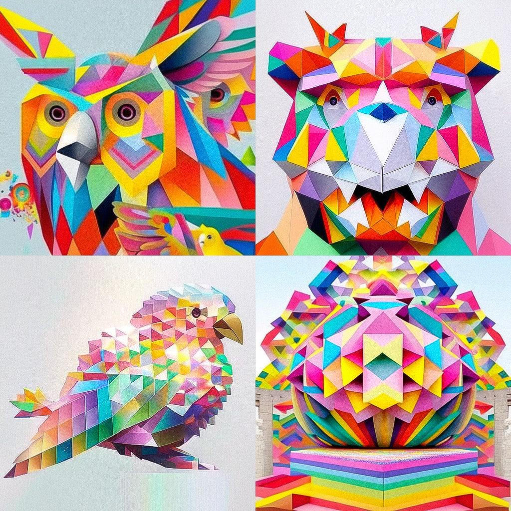 Okuda San Miguel style, Midjourney Niji 4, render 1 of 4