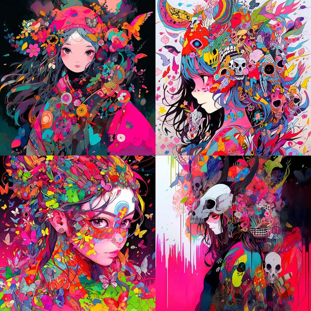 Olek style, Midjourney Niji 5, render 1 of 4