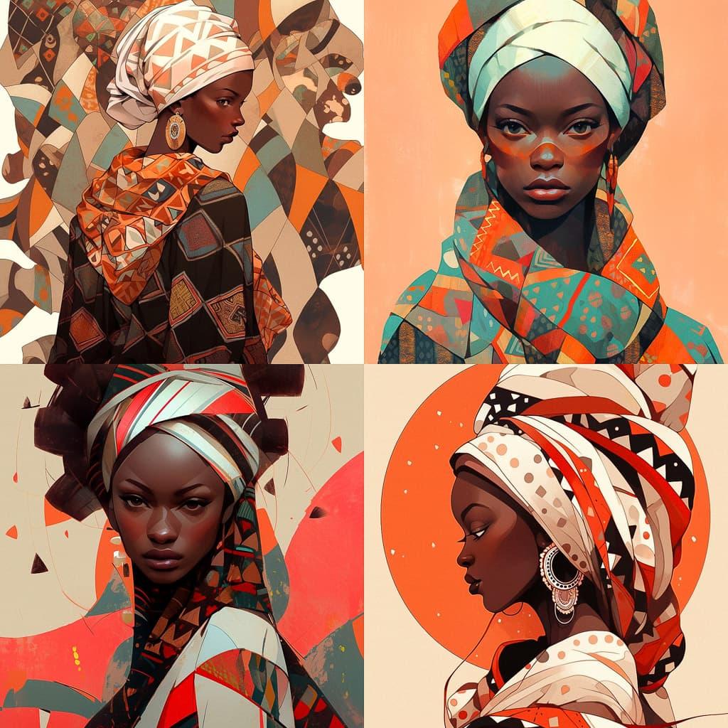 Omar Victor Diop style, Midjourney Niji 5, render 1 of 4