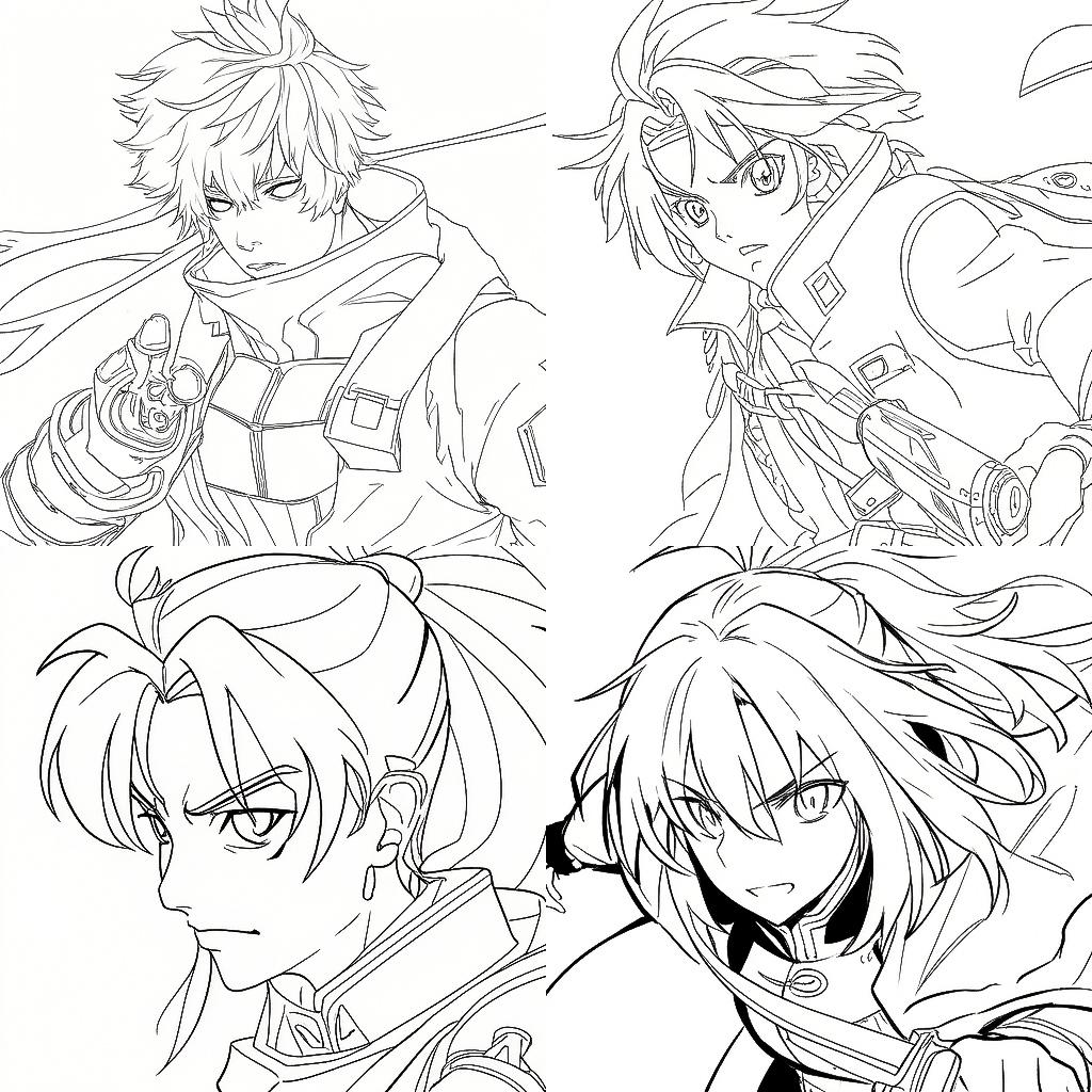One line art style, Midjourney Niji 4, render 1 of 4