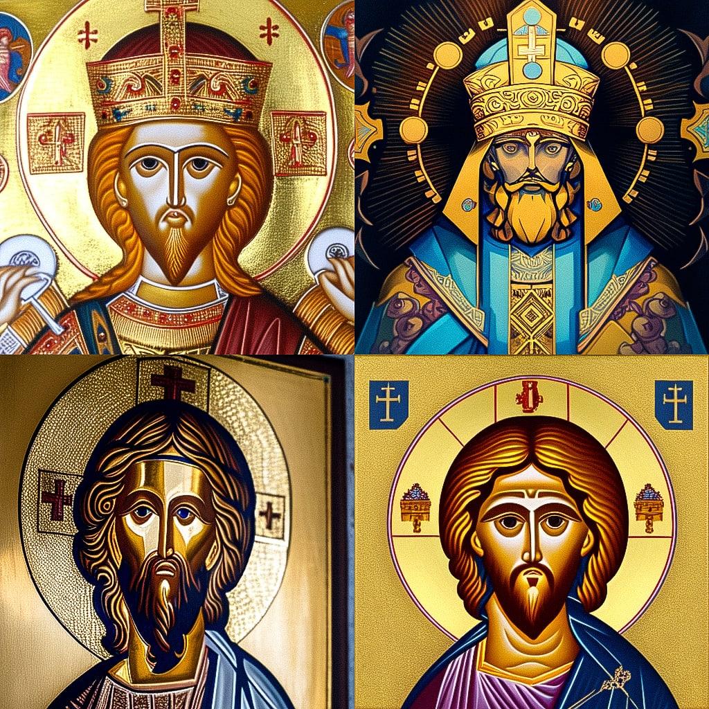 Orthodox icon style, Midjourney Niji 4, render 1 of 4