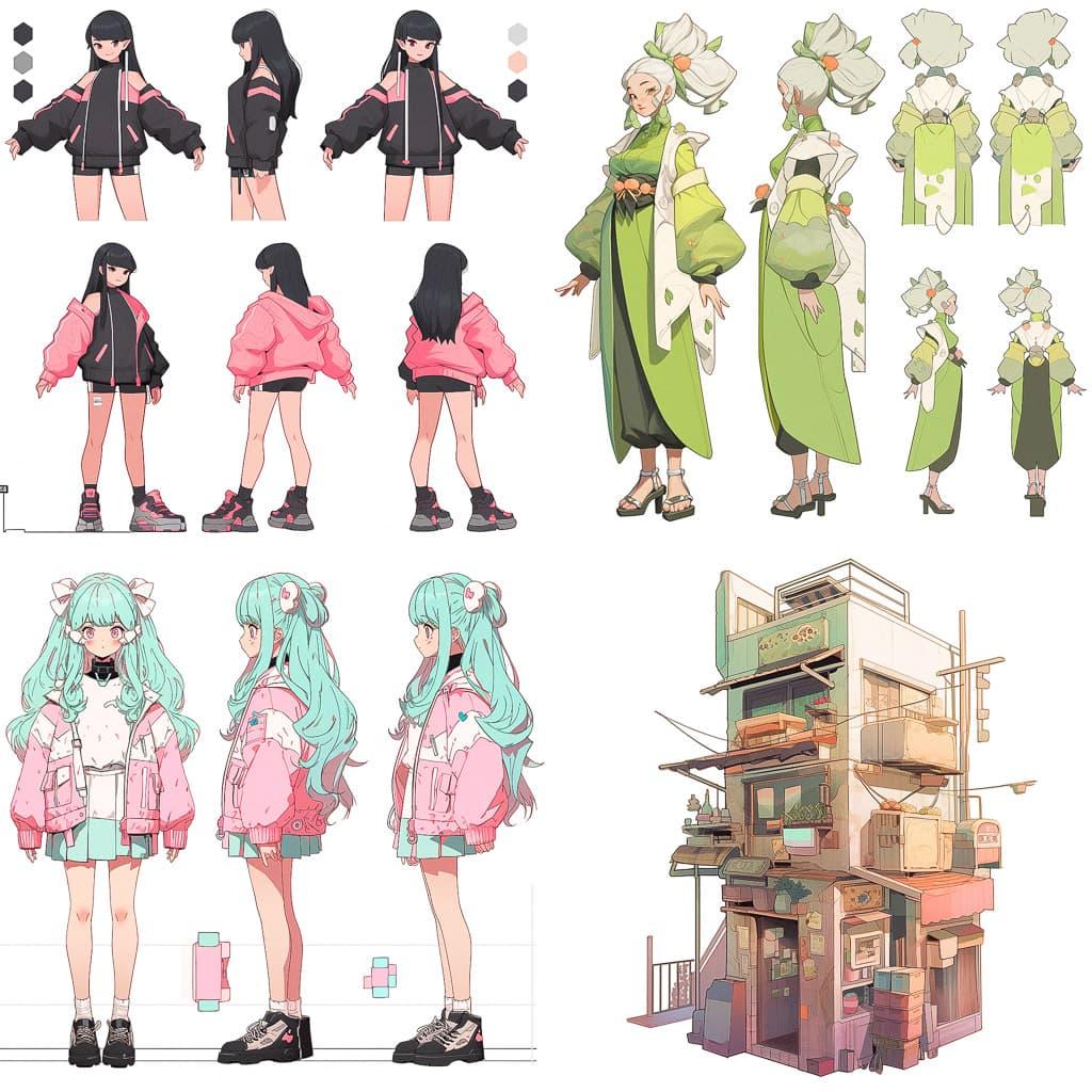 Orthographic view style, Midjourney Niji 5, render 1 of 4