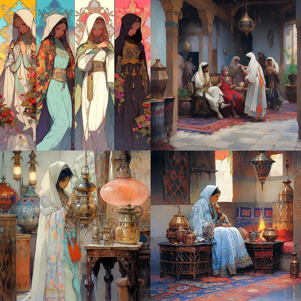 Osman Hamdi Bey style, Midjourney Niji 5, render 1 of 4