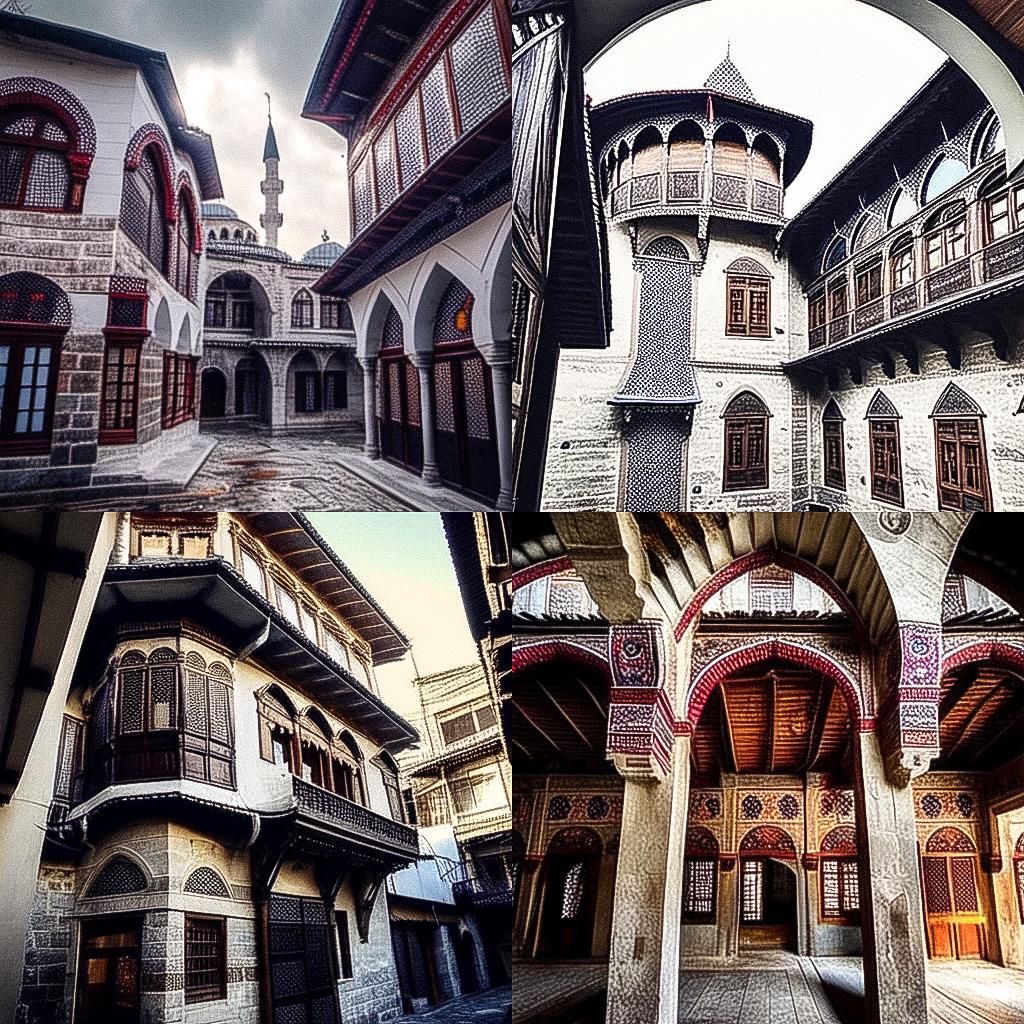 Ottoman architecture style, Midjourney Niji 4, render 1 of 4