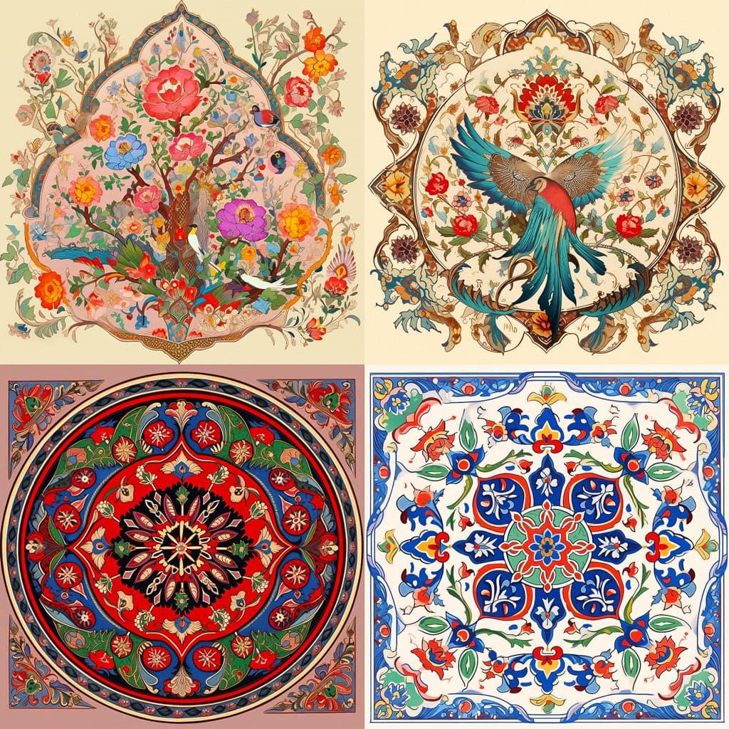 Ottoman art style, Midjourney Niji 5, render 1 of 4