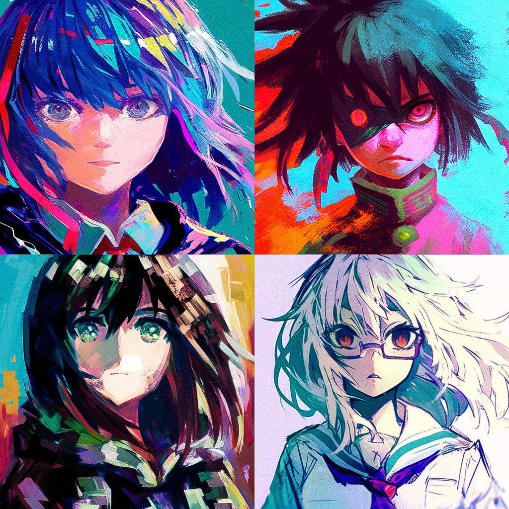 Palette knife drawing style, Midjourney Niji 4, render 1 of 4