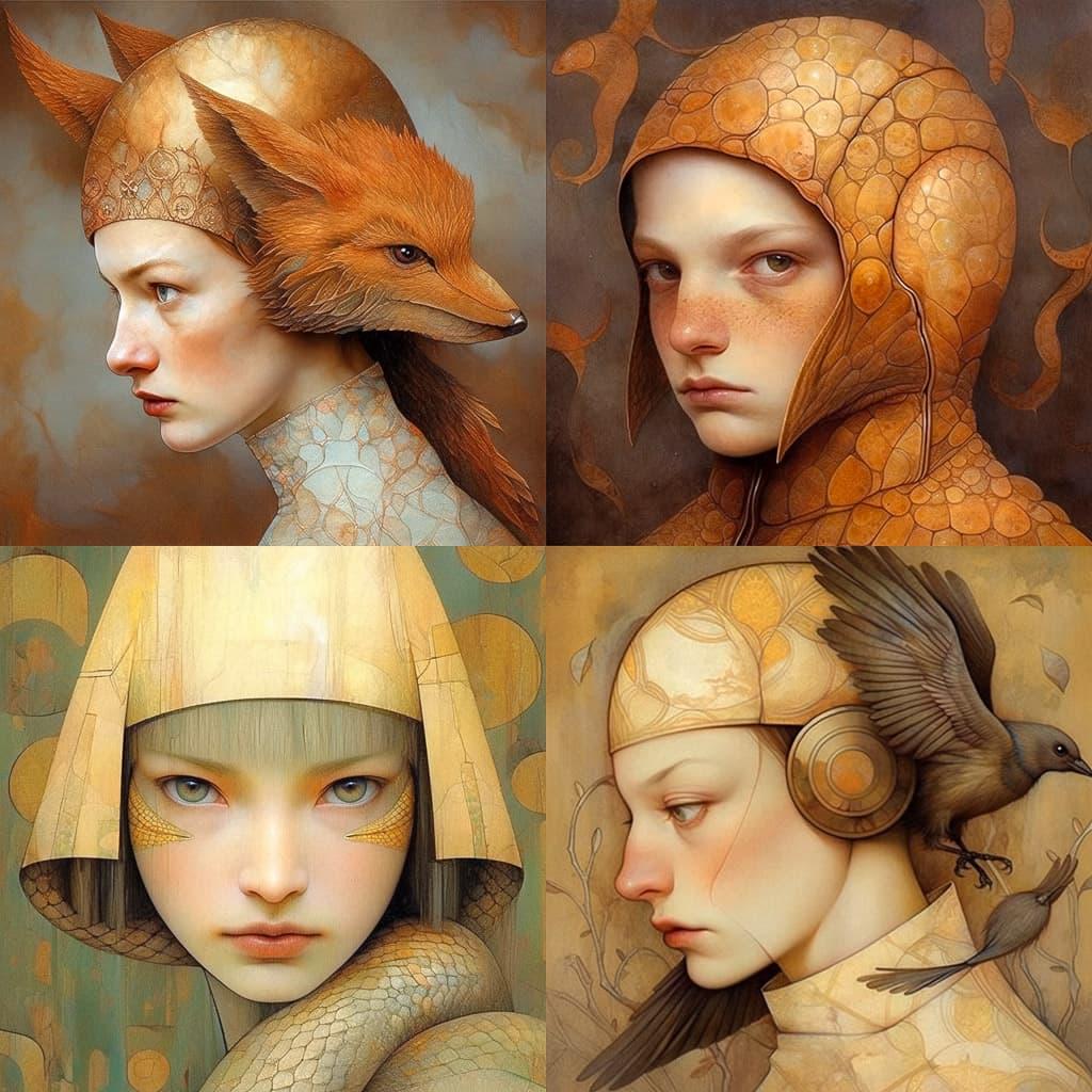 Pam Hawkes style, Midjourney Niji 4, render 1 of 4
