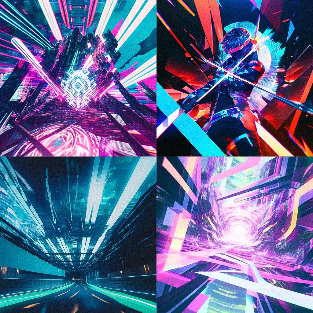 Panfuturism style, Midjourney Niji 4, render 1 of 4
