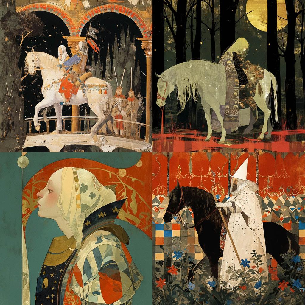 Paolo Uccello style, Midjourney Niji 6, render 1 of 4