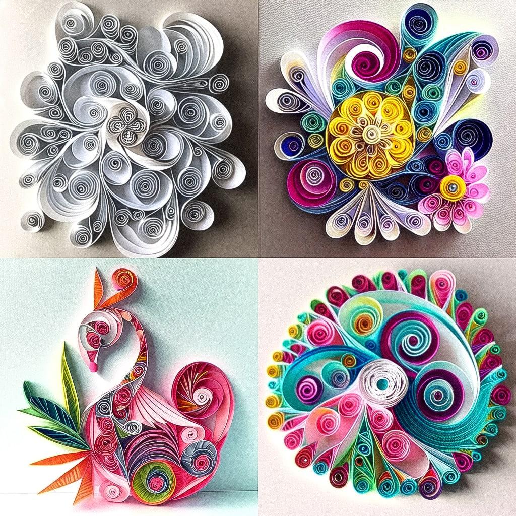 Paper quilling style, Midjourney Niji 4, render 1 of 4