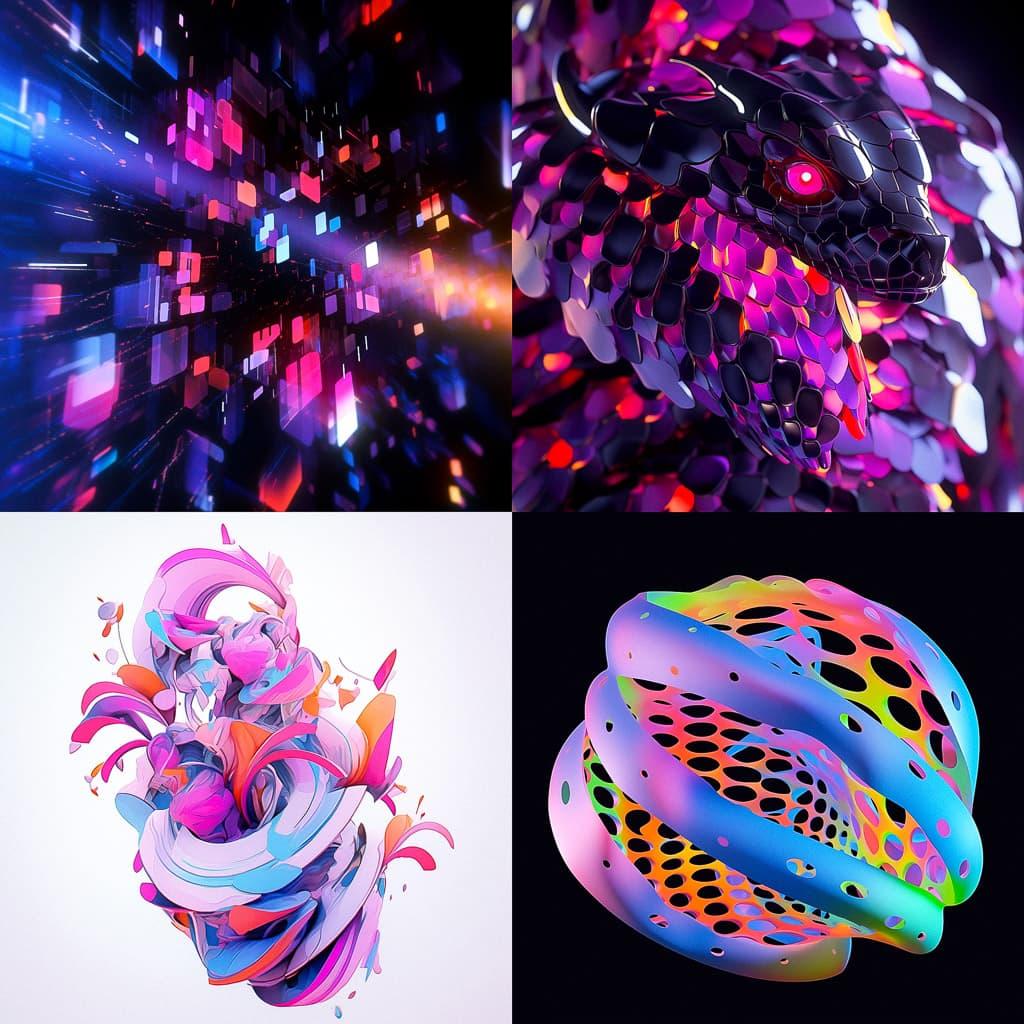 Parametric art style, Midjourney Niji 5, render 1 of 4