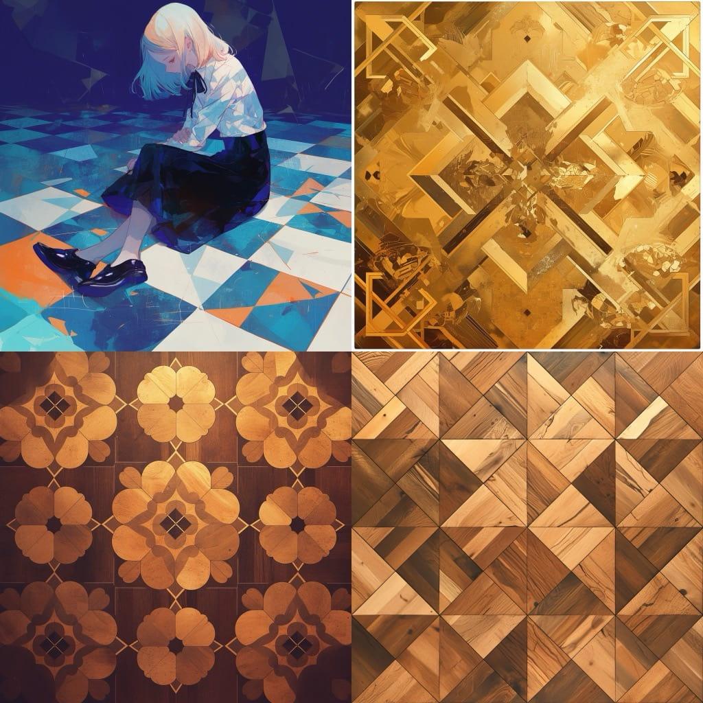 Parquetry style, Midjourney Niji 6, render 1 of 4