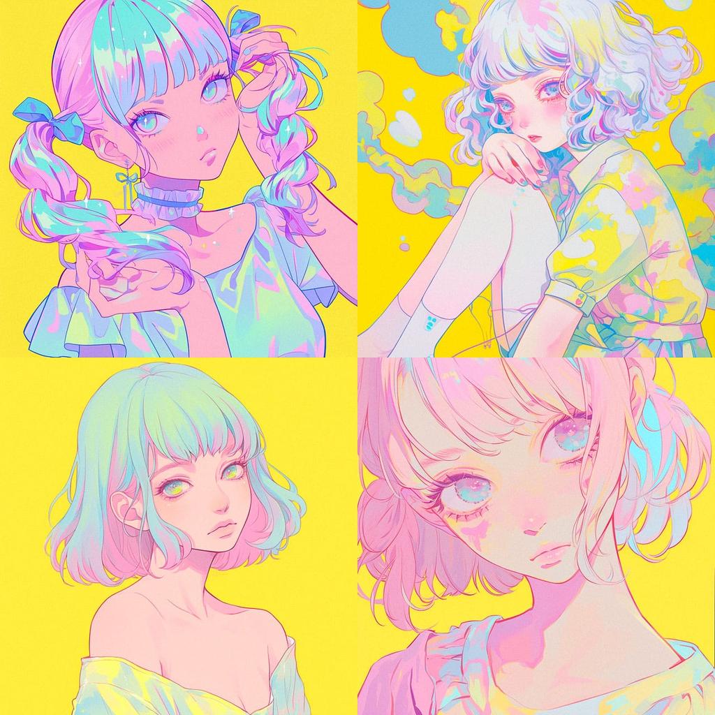 Pastel colors style, Midjourney Niji 6, render 1 of 4