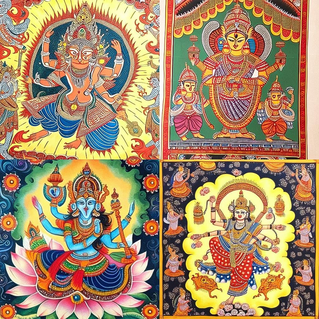 Patachitra painting style, Midjourney Niji 5, render 1 of 4
