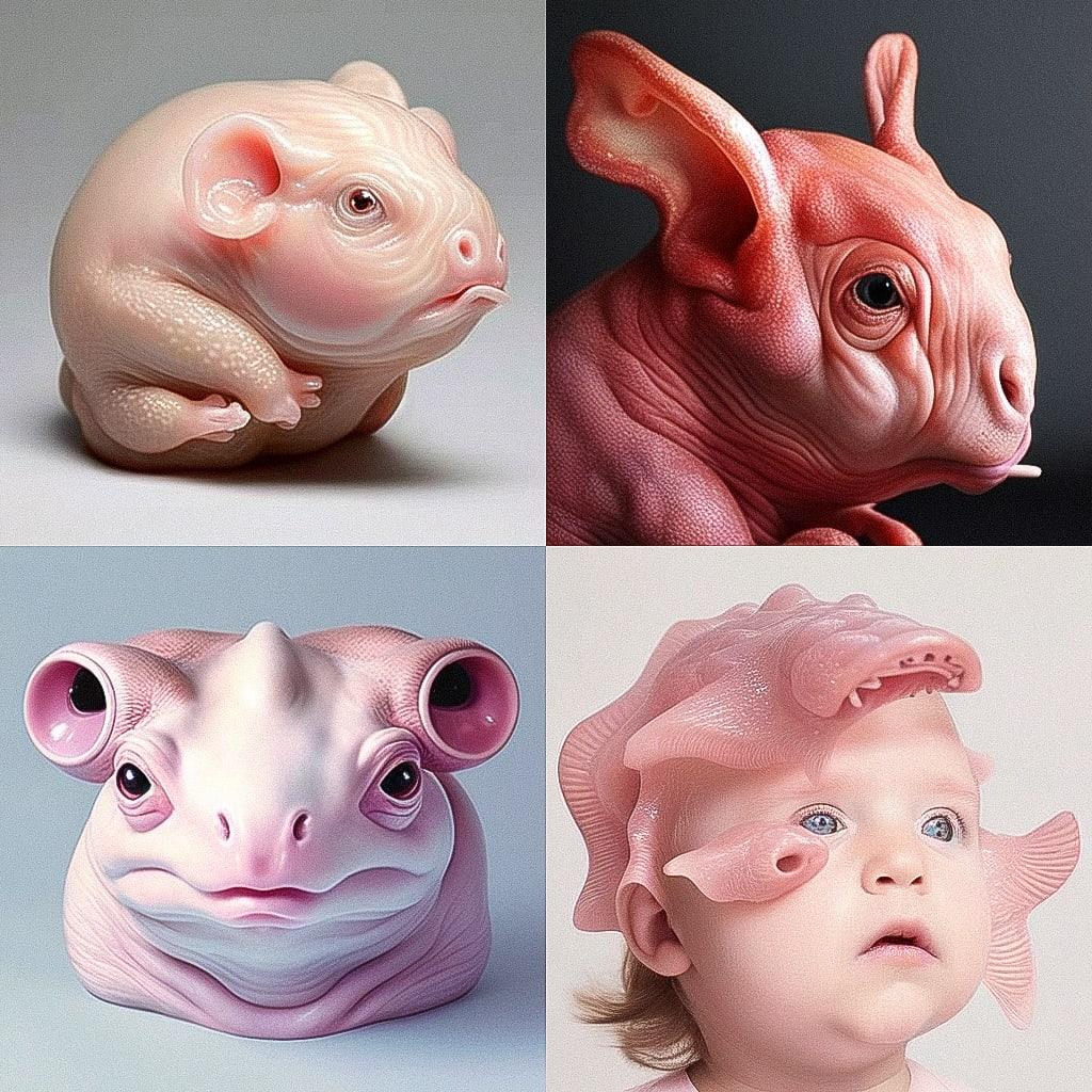 Patricia Piccinini style, Midjourney Niji 4, render 1 of 4