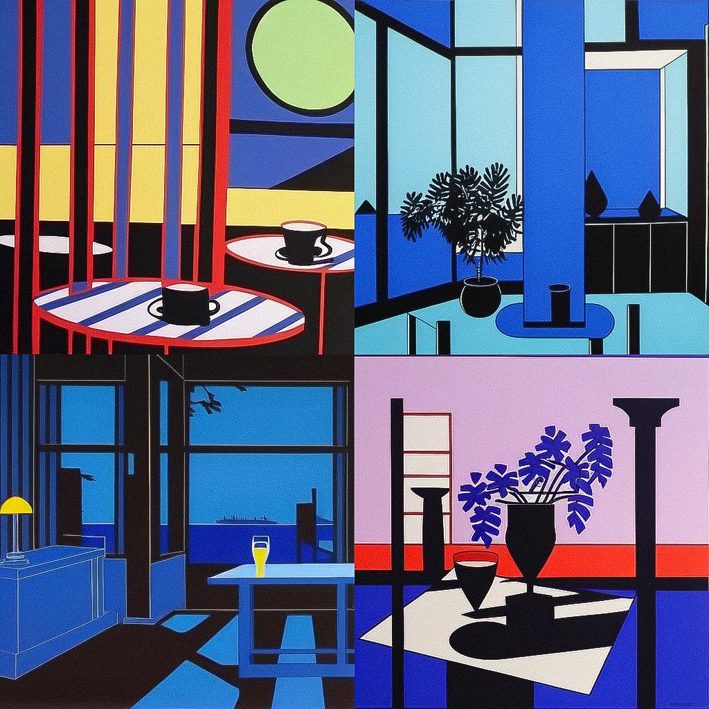 Patrick Caulfield style, Midjourney Niji 4, render 1 of 4