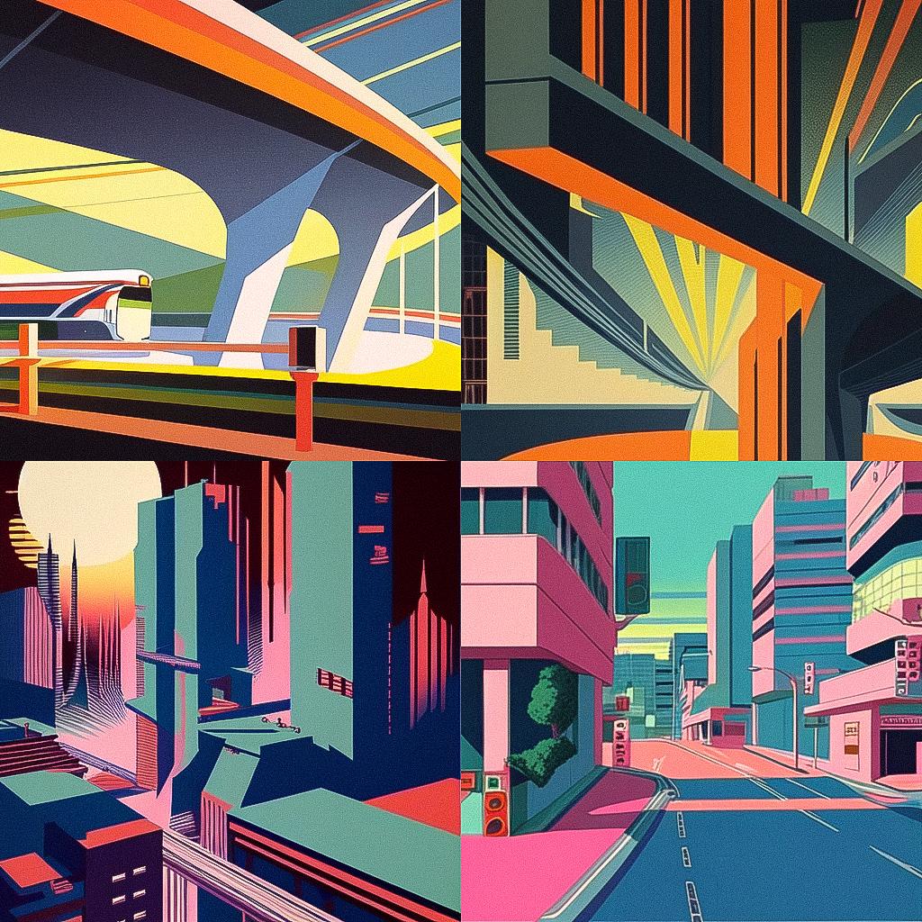 Paul Catherall style, Midjourney Niji 4, render 1 of 4