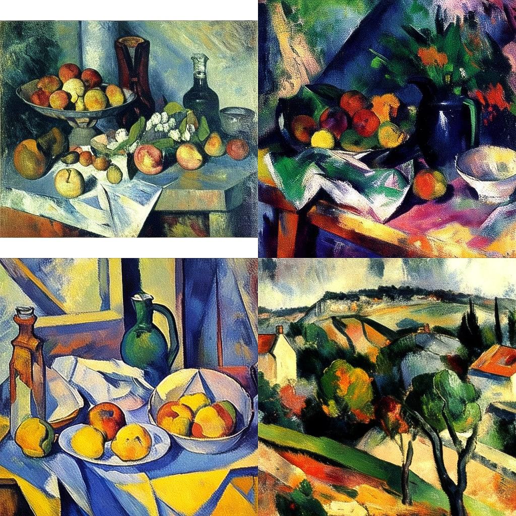 Paul Cezanne style, Midjourney Niji 4, render 1 of 4