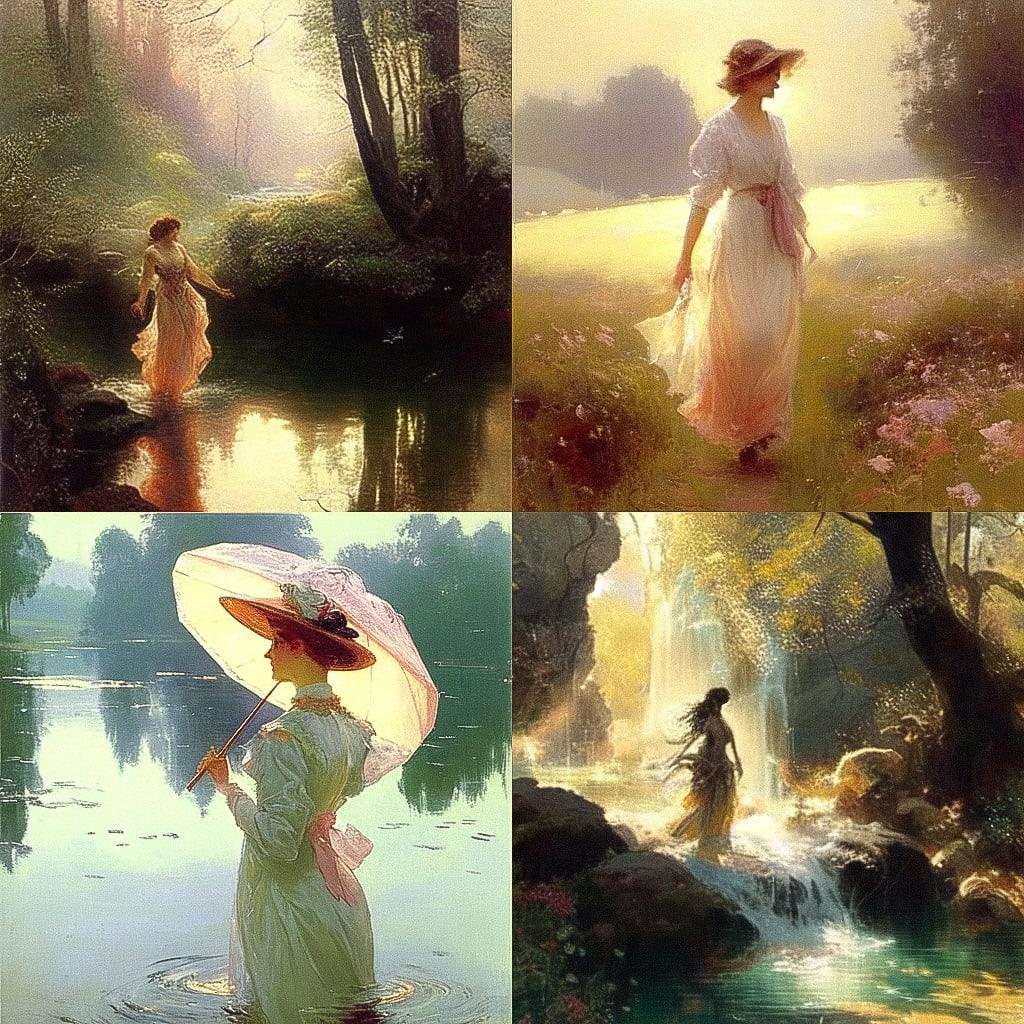 Paul Chabas style, Midjourney Niji 4, render 1 of 4