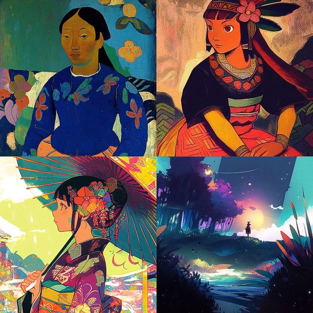 Paul Gauguin style, Midjourney Niji 4, render 1 of 4