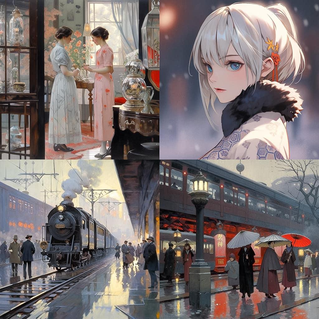 Paul Gustav Fischer style, Midjourney Niji 5, render 1 of 4