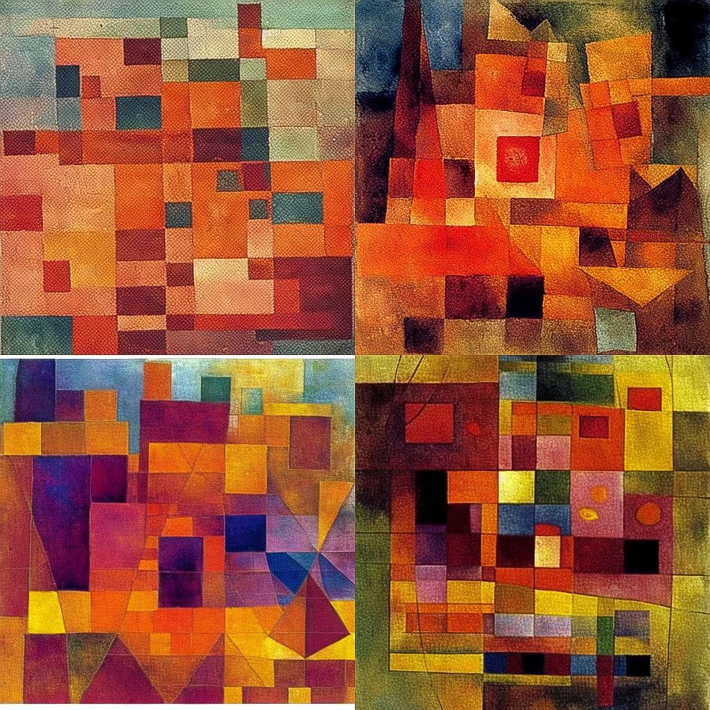 Paul Klee style, Midjourney Niji 4, render 1 of 4