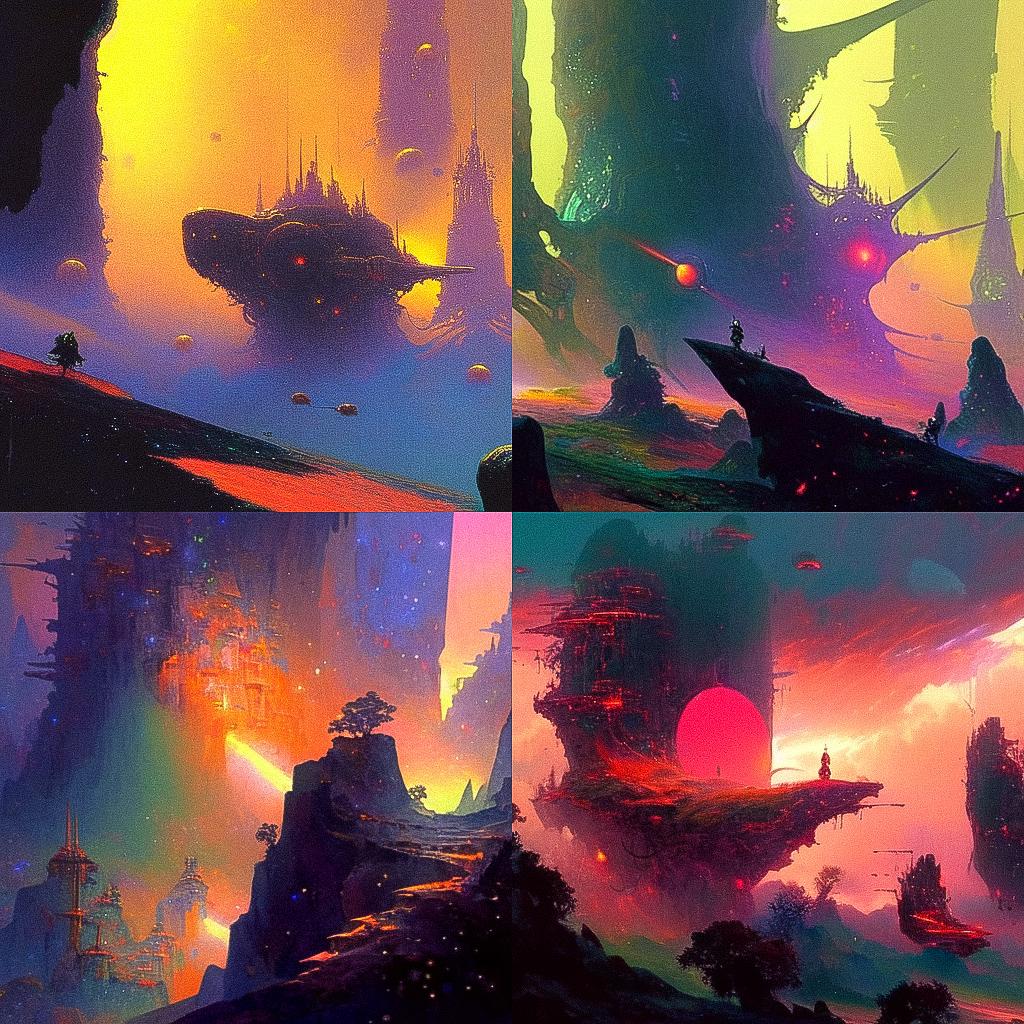 Paul Lehr style, Midjourney Niji 4, render 1 of 4