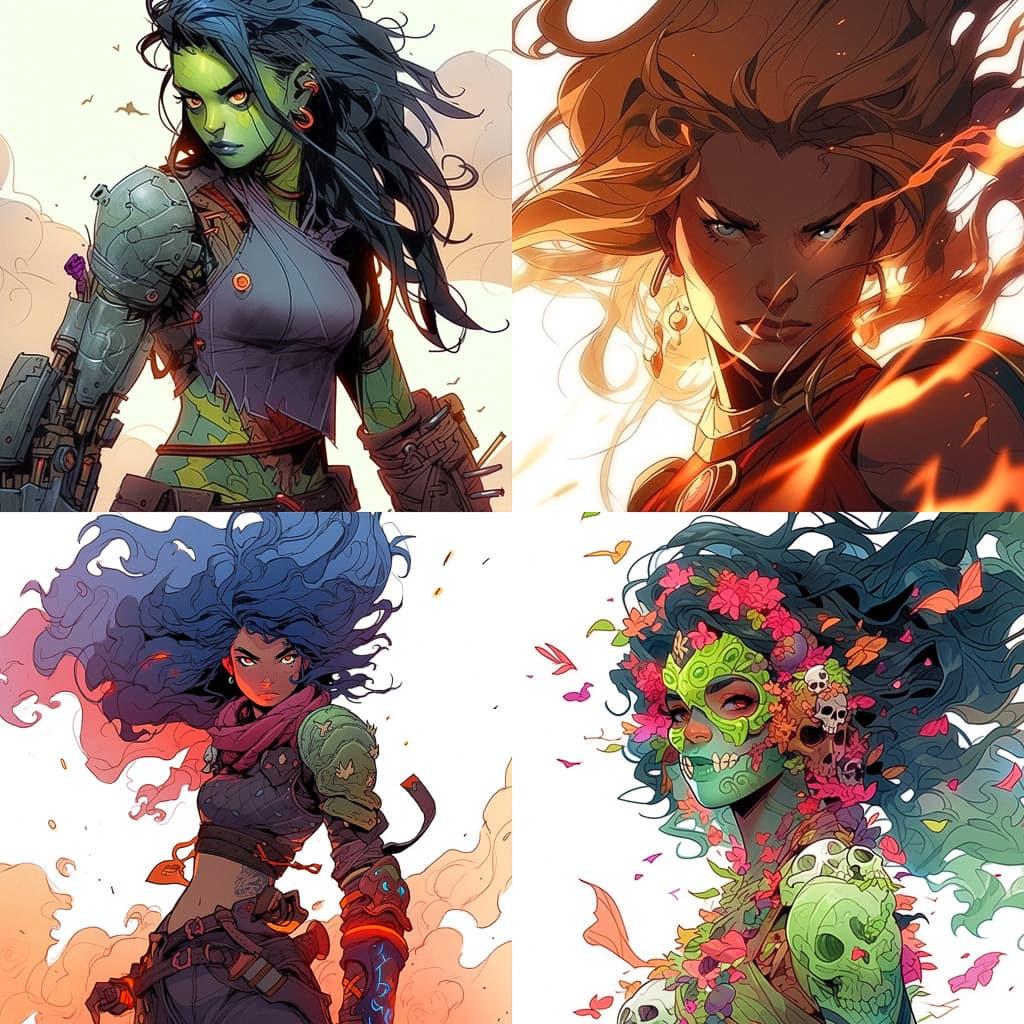 Paul Pelletier style, Midjourney Niji 5, render 1 of 4
