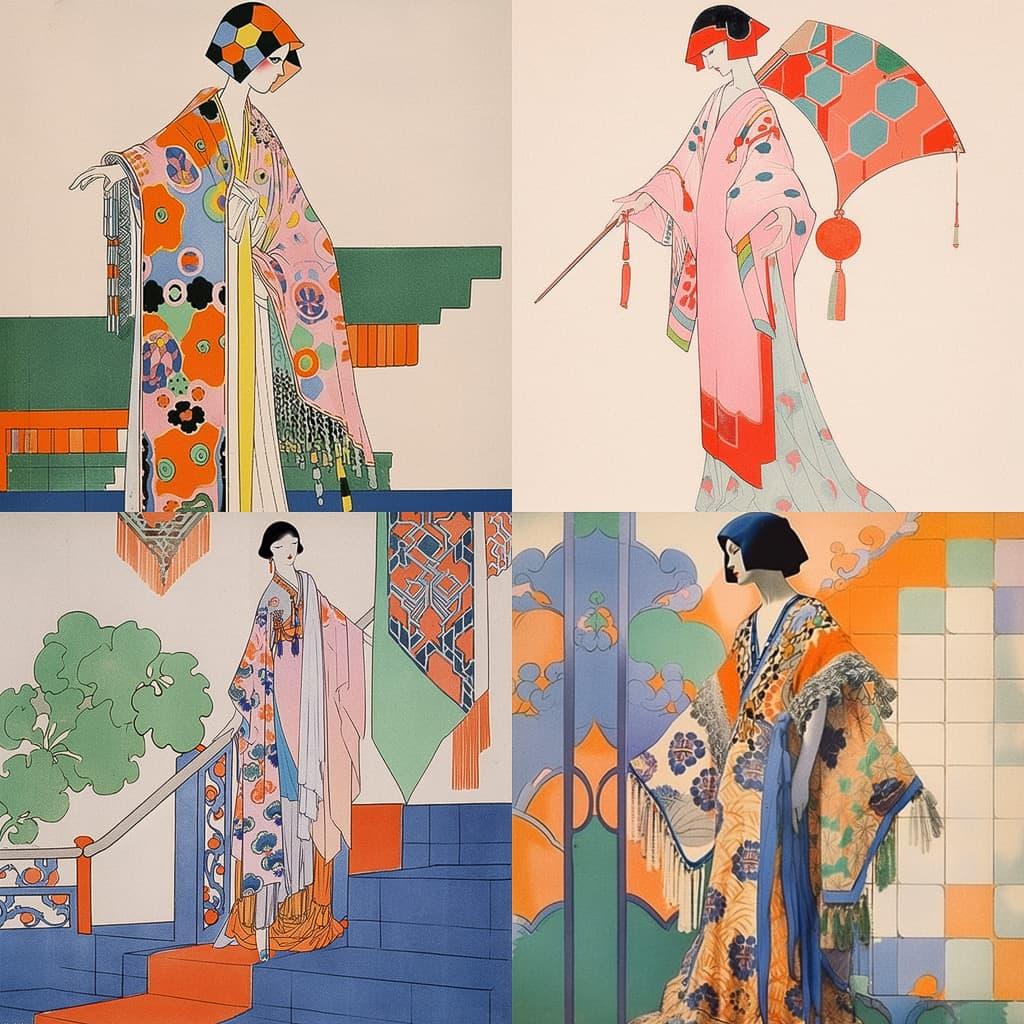Paul Poiret style, Midjourney Niji 5, render 1 of 4