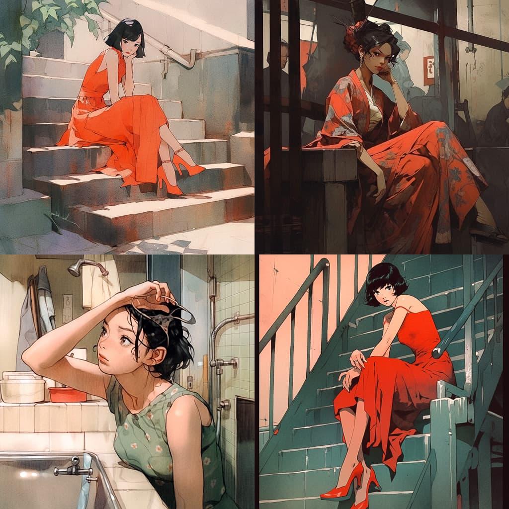 Paul Rader style, Midjourney Niji 5, render 1 of 4