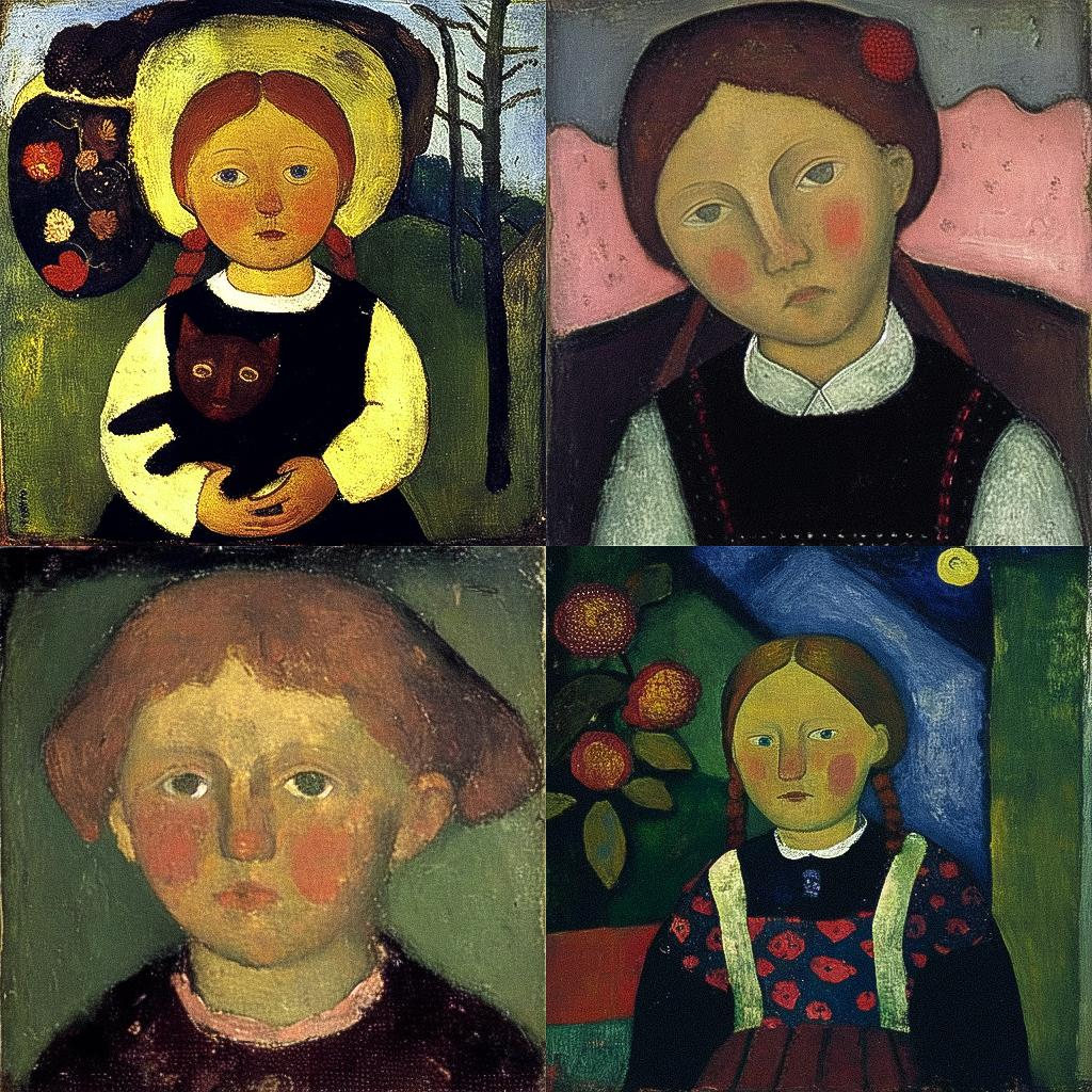 Paula Modersohn-Becker style, Midjourney Niji 4, render 1 of 4