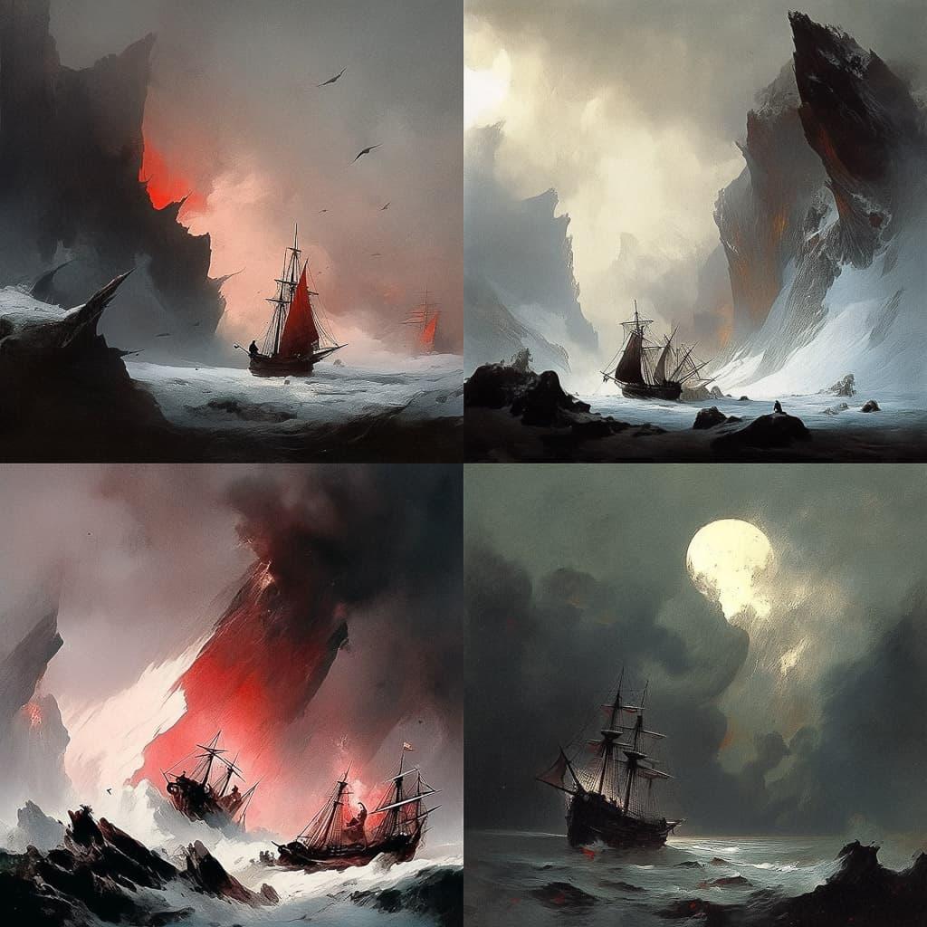 Peder Balke style, Midjourney Niji 5, render 1 of 4