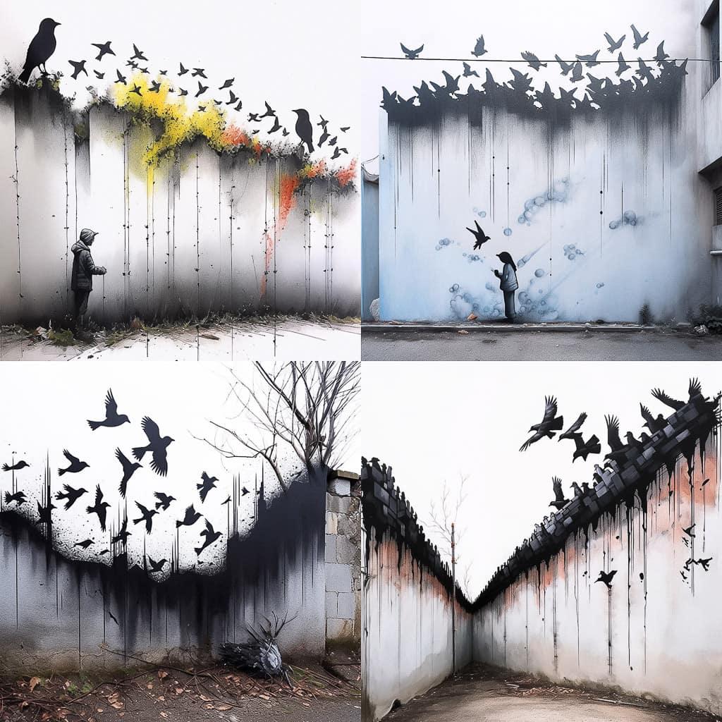 Pejac style, Midjourney Niji 5, render 1 of 4